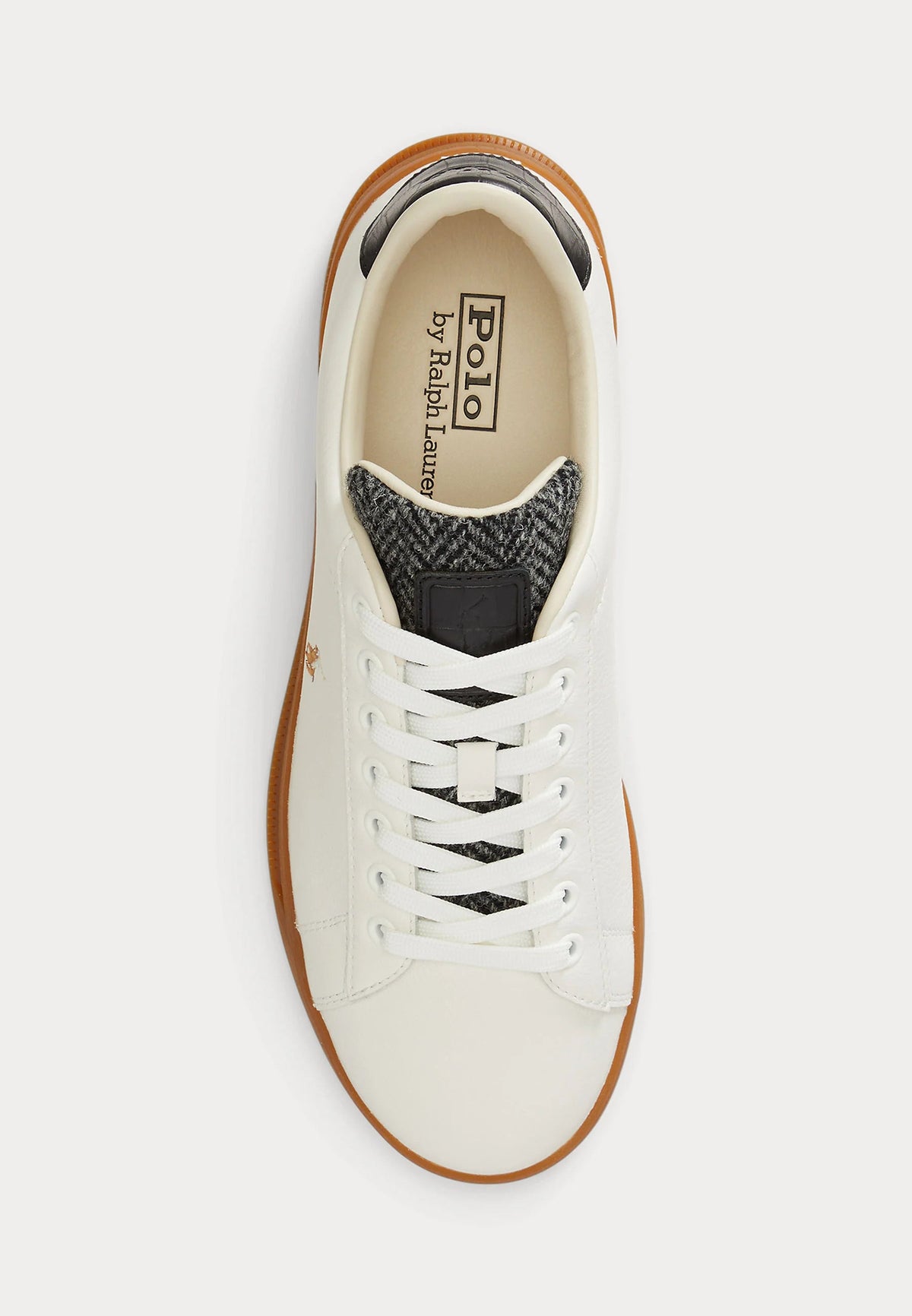 White Leather Brown Sole Low-Top Sneakers