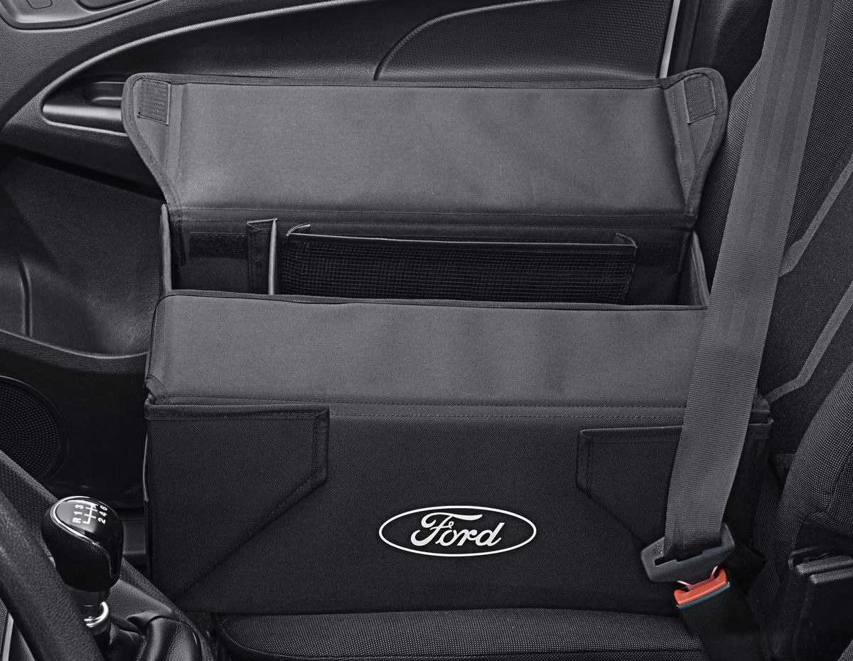 FABRIC TRANSPORT ORGANISER BOX FOLDABLE BLACK WITH WHITE FORD OVAL ON BOTH SIDES