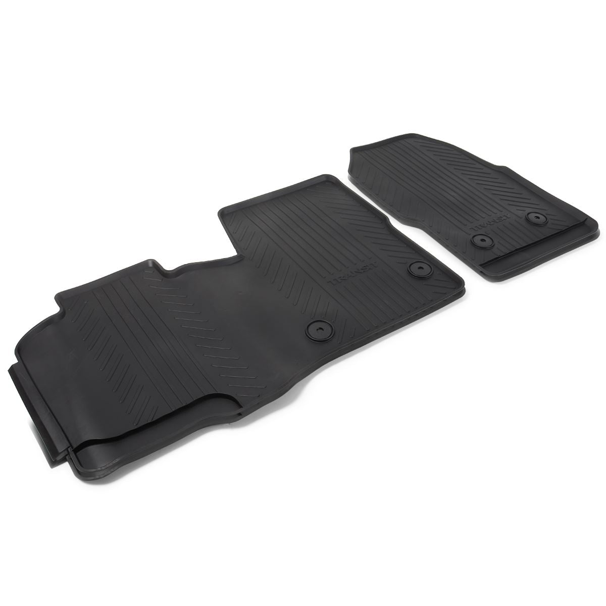 TRANSIT & CUSTOM FRONT RUBBER FLOOR MATS ALL-WEATHER BLACK MANUAL DOUBLE PASSENGER SEAT 2012-ONWARDS