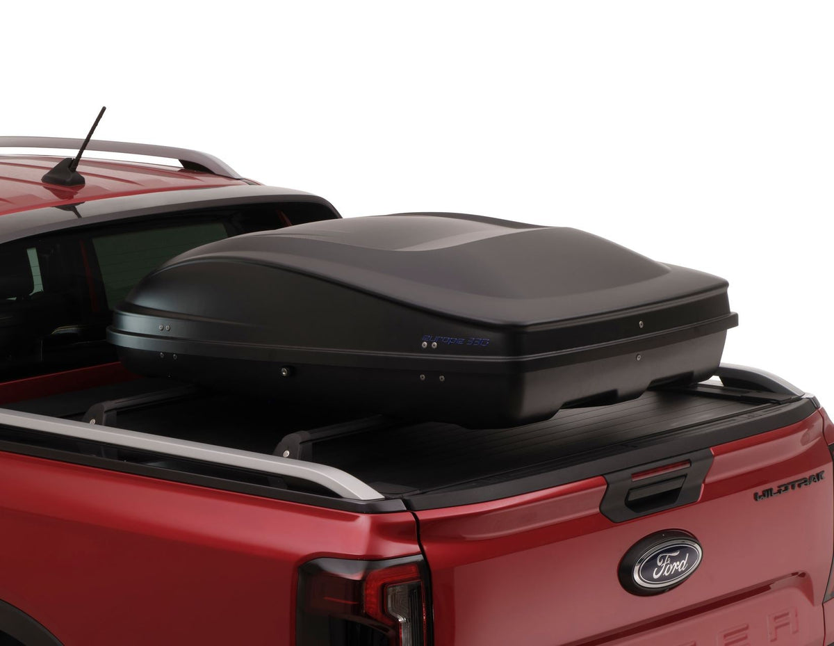 G3* ELEGANCE EUROPE 330L ROOF BOX LOCKABLE DUAL OPENING EMBOSSED MATT BLACK