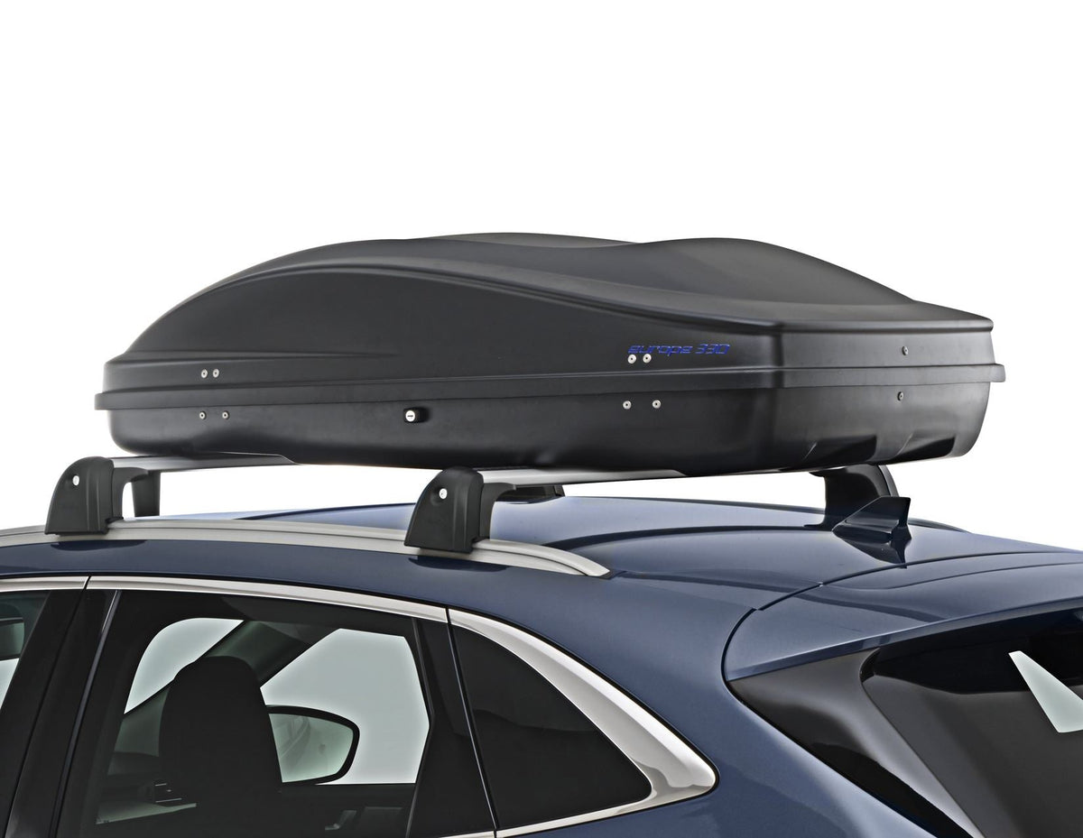 G3* ELEGANCE EUROPE 330L ROOF BOX LOCKABLE DUAL OPENING EMBOSSED MATT BLACK