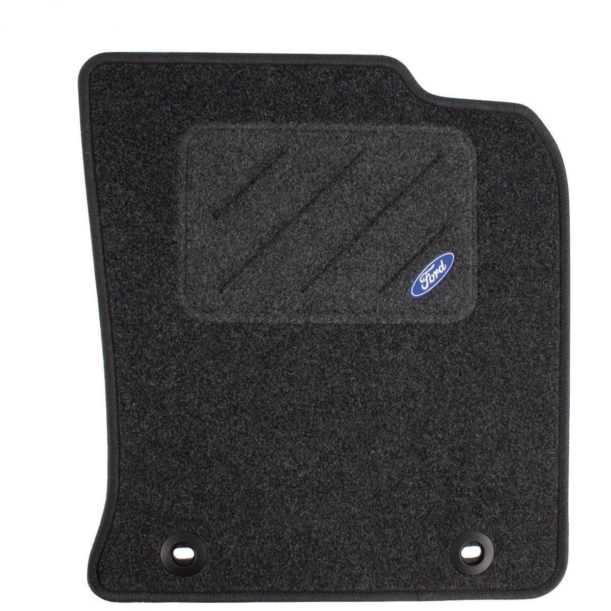 FOCUS FRONT & REAR CARPET FLOOR MAT KIT CONTOURED SET BLACK WITH BLUE OVAL LOGO 2001-2005