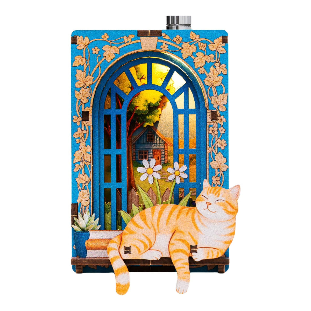 DIY 3D Book Nook Fridge Magnet Kit - Creative Assembly Model with Miniature Furniture and Animal Decor for Dollhouse Enthusiasts