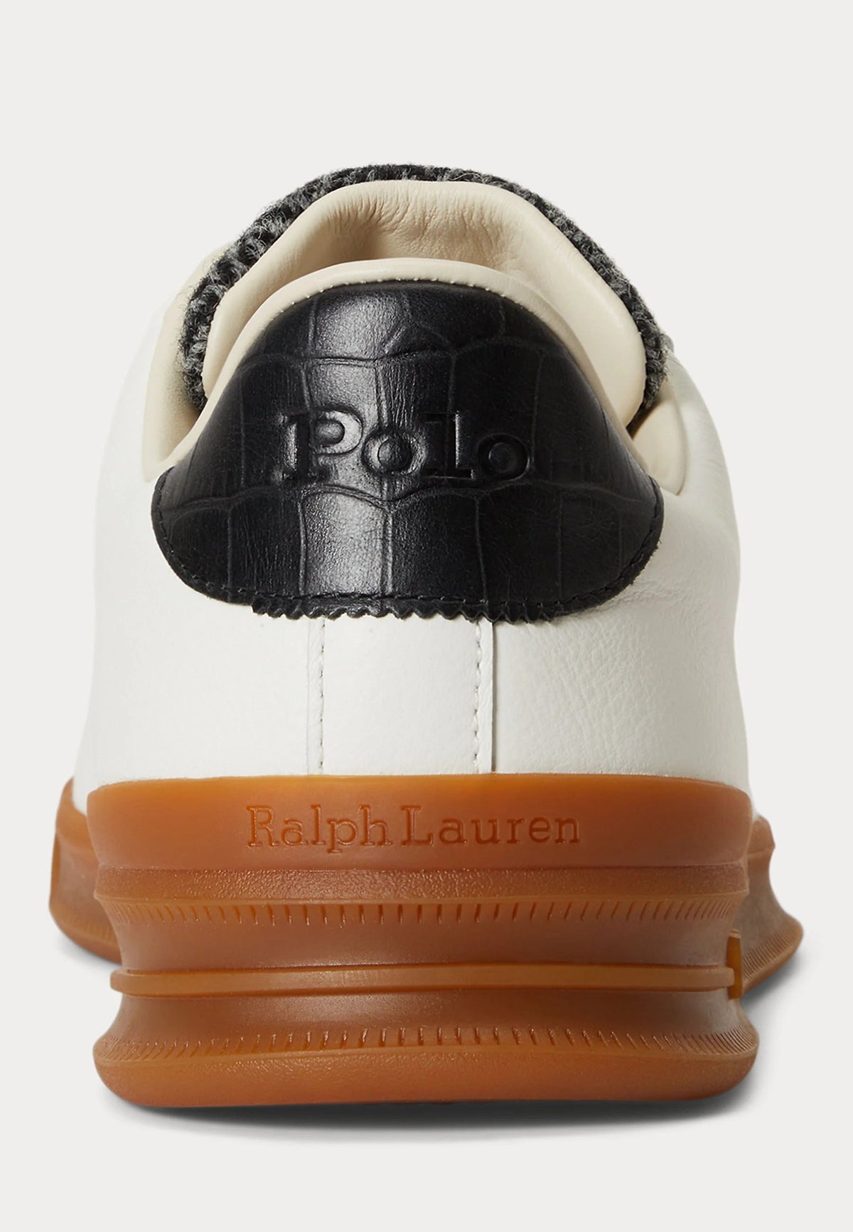 White Leather Brown Sole Low-Top Sneakers