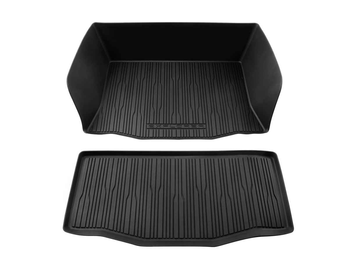 ALL-ELECTRIC EXPLORER RUBBER BOOT FLOOR MAT SET UPPER & LOWER LOAD COMPARTMENT LINER HIGH EDGE TRAY 2024-ONWARDS