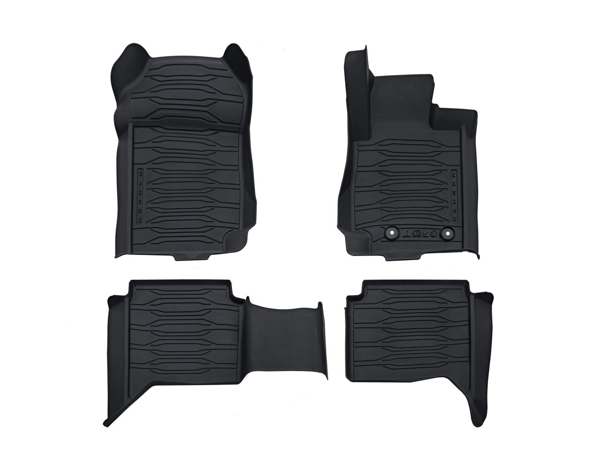 RANGER DOUBLE CAB RUBBER FLOOR MATS
TRAY STYLE DESIGN, FRONT AND REAR, BLACK , 2012 ONWARD