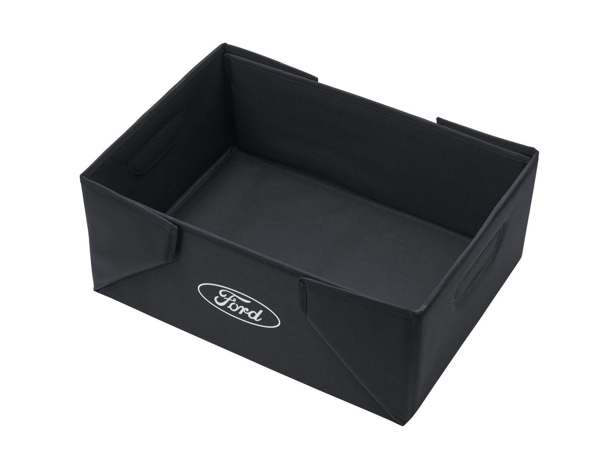 FABRIC TRANSPORT ORGANISER BOX FOLDABLE OPEN TOP BLACK WITH WHITE FORD OVAL ON BOTH SIDES