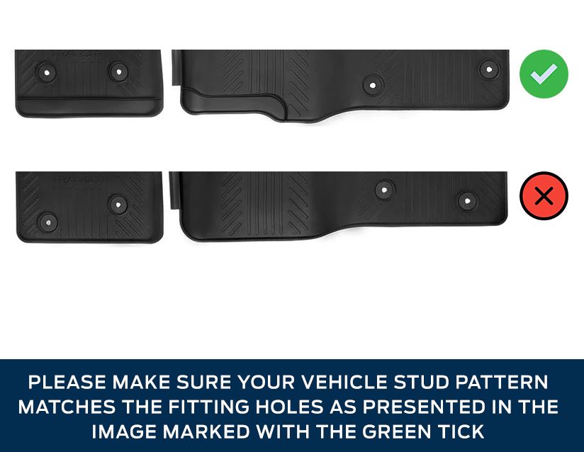TRANSIT & CUSTOM FRONT RUBBER FLOOR MATS ALL-WEATHER BLACK MANUAL DOUBLE PASSENGER SEAT 2012-ONWARDS