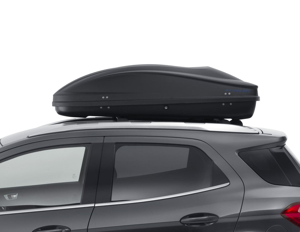 G3* ELEGANCE EUROPE 330L ROOF BOX LOCKABLE DUAL OPENING EMBOSSED MATT BLACK