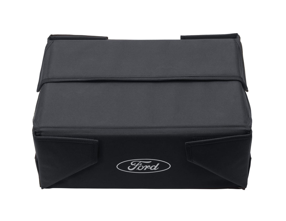 FABRIC TRANSPORT ORGANISER BOX FOLDABLE BLACK WITH WHITE FORD OVAL ON BOTH SIDES