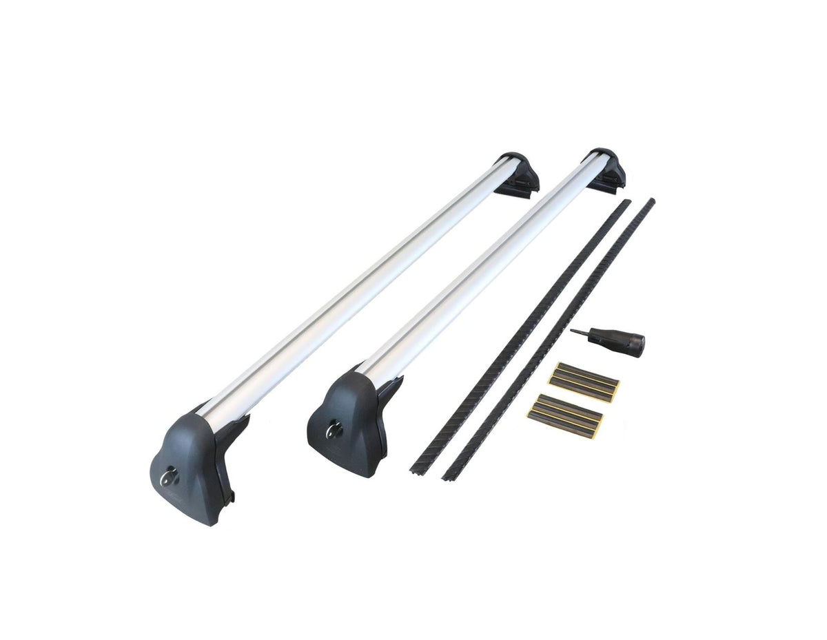 GALAXY ROOF CROSS BARS ALUMINIUM LOCKABLE FOR CLOSED RAILS SILVER FINISH 2015-2023 1854174