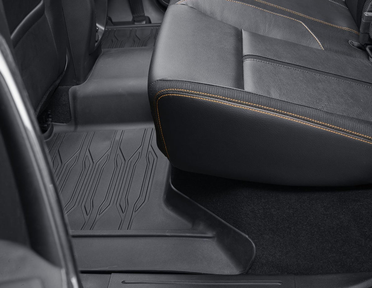 RANGER DOUBLE CAB RUBBER FLOOR MATS
TRAY STYLE DESIGN, FRONT AND REAR, BLACK , 2012 ONWARD