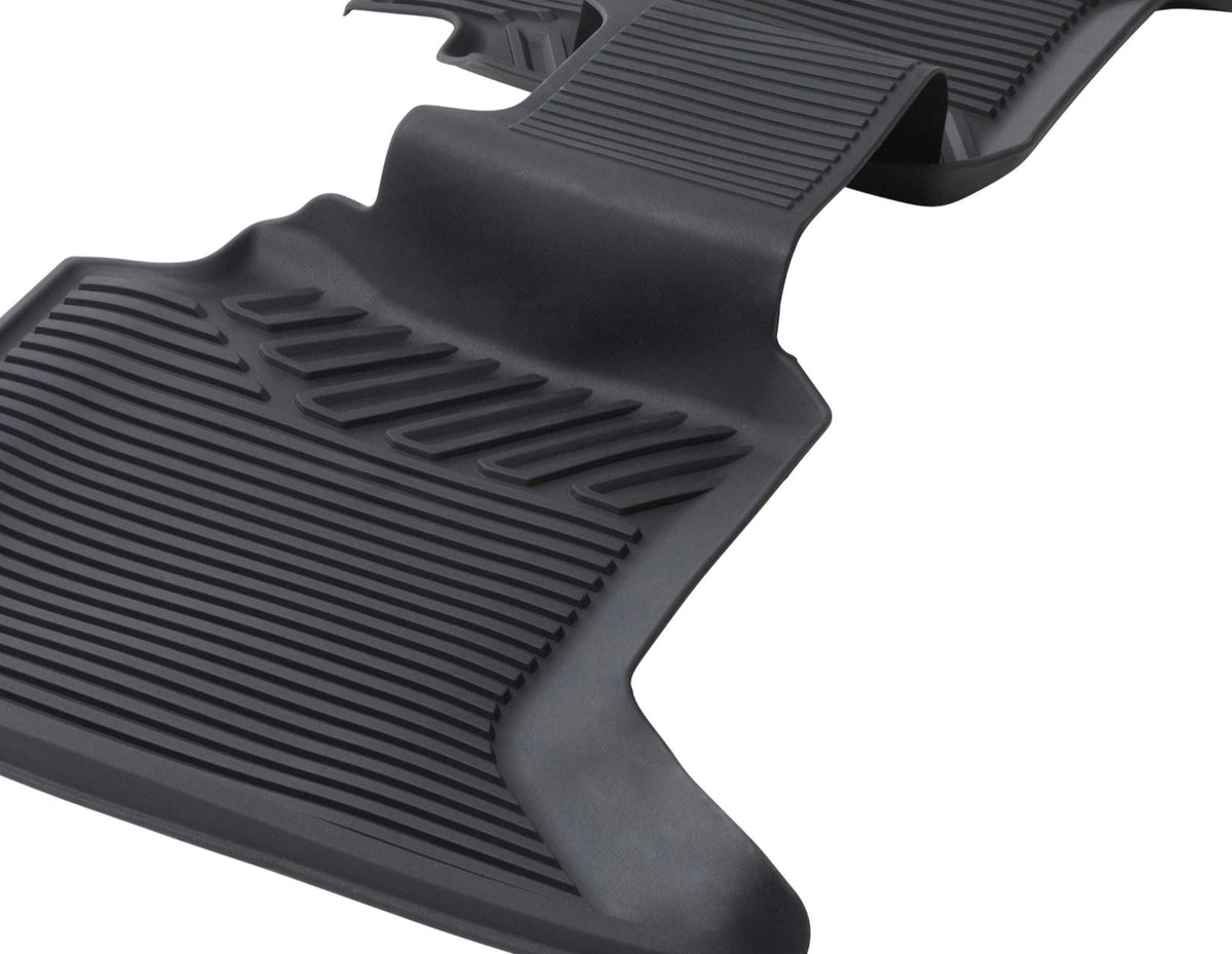 RANGER P703 DOUBLE CAB FRONT & REAR RUBBER FLOOR MAT KIT CONTOURED SET BLACK WITH MODEL LOGO 2022-ONWARDS