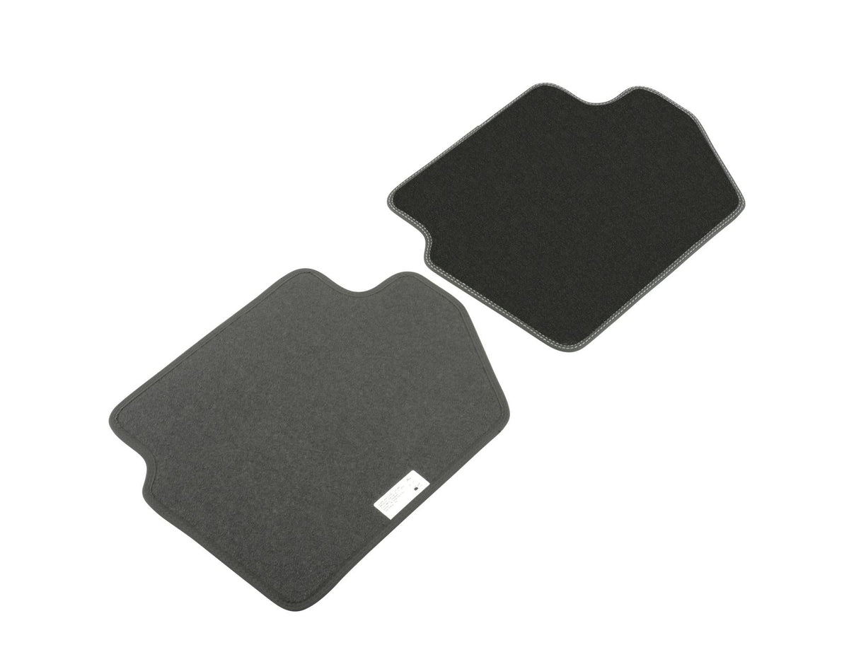 ECOSPORT REAR VELOUR CARPET FLOOR MATS CONTOURED BLACK WITH METAL GREY DOUBLE STITCHING 2017-2023