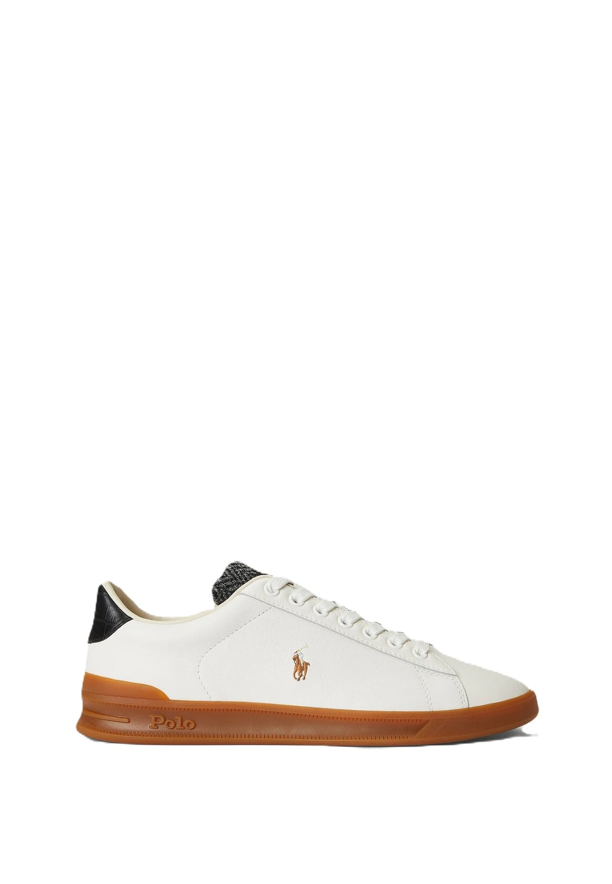 White Leather Brown Sole Low-Top Sneakers