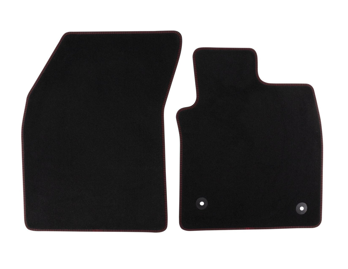 FOCUS FRONT VELOUR CARPET FLOOR MAT CONTOURED BLACK WITH RED STITCHING MANUAL EXCEPT ST 2020-2025