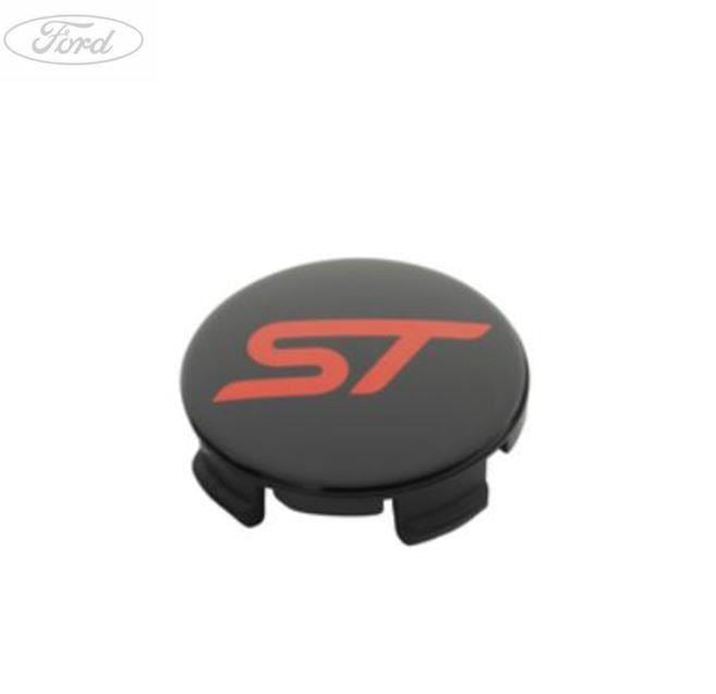 PUMA FOCUS KUGA SINGLE 54MM CENTRE CAP WHEEL INSERT GLOSS BLACK RED WITH ST LOGO 1996-ONWARDS