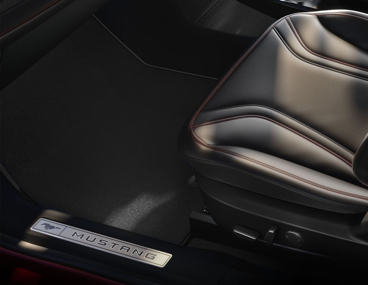 MUSTANG MACH-E FRONT VELOUR CARPET FLOOR MATS CONTOURED BLACK WITH 2020-ONWARDS