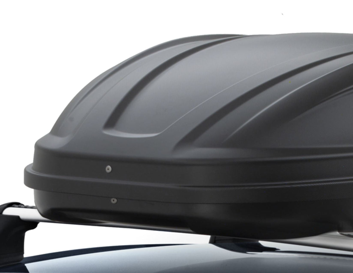 G3* ELEGANCE EUROPE 330L ROOF BOX LOCKABLE DUAL OPENING EMBOSSED MATT BLACK