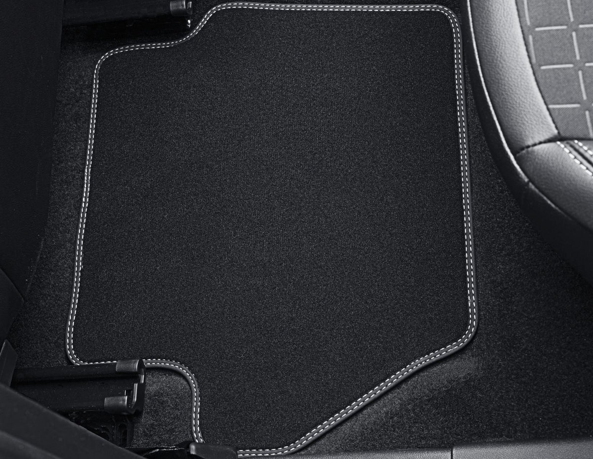FIESTA PUMA REAR VELOUR CARPET FLOOR MATS CONTOURED BLACK WITH METAL GREY STITCHING 2017-ONWARDS