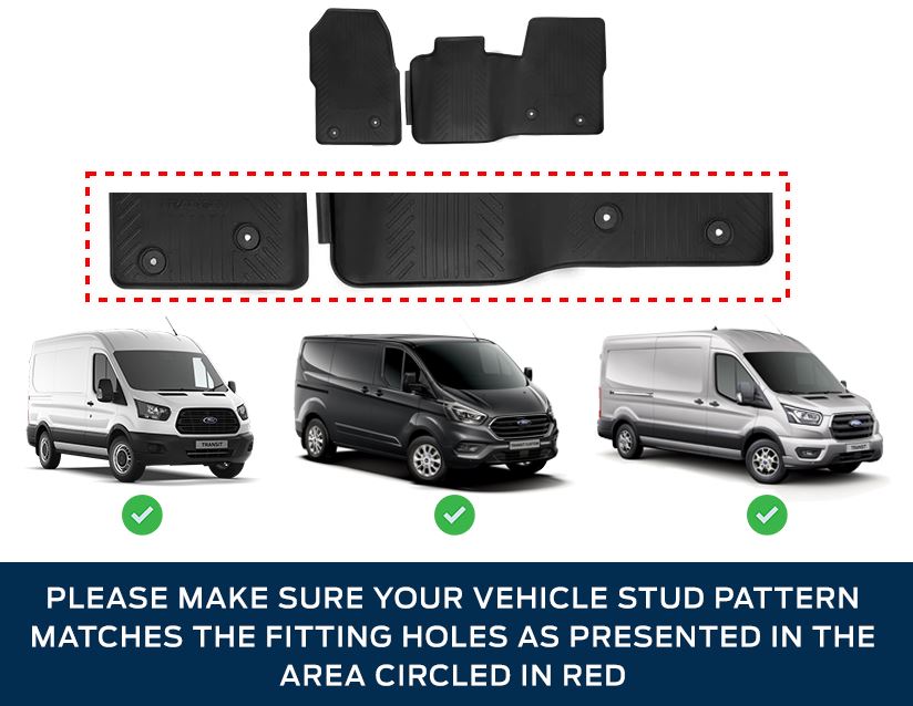 TRANSIT CUSTOM MK8 MK9 FRONT RUBBER FLOOR MATS MANUAL 2014- 2047028
