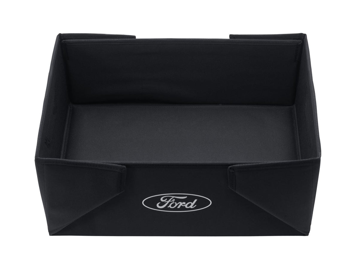 FABRIC TRANSPORT ORGANISER BOX FOLDABLE OPEN TOP BLACK WITH WHITE FORD OVAL ON BOTH SIDES