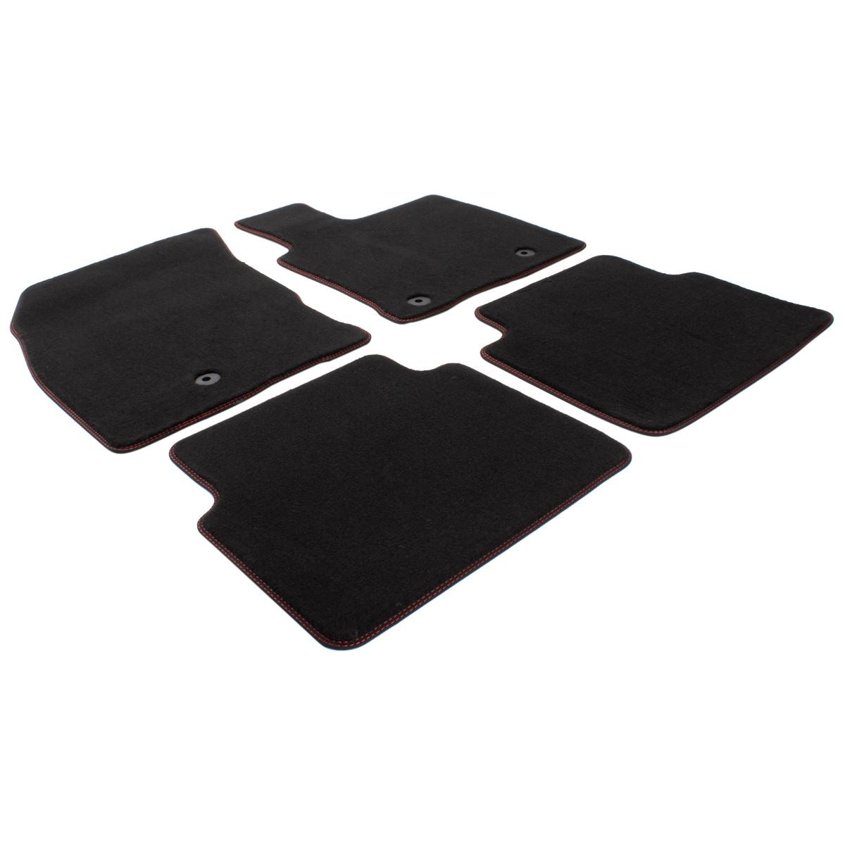 KUGA FRONT & REAR VELOUR CARPET FLOOR MAT KIT CONTOURED SET BLACK WITH DOUBLE RED STITCHING 2020-ONWARDS