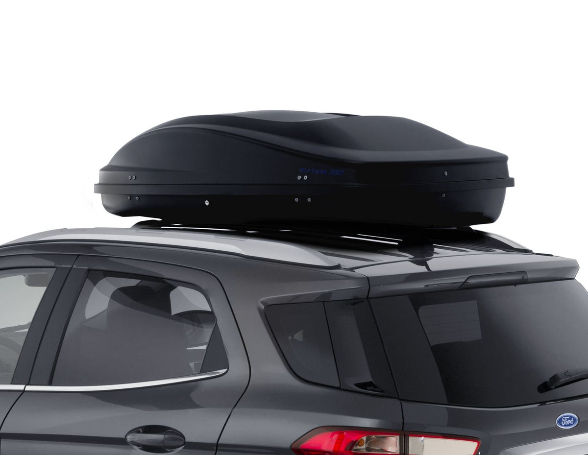 G3* ELEGANCE EUROPE 330L ROOF BOX LOCKABLE DUAL OPENING EMBOSSED MATT BLACK