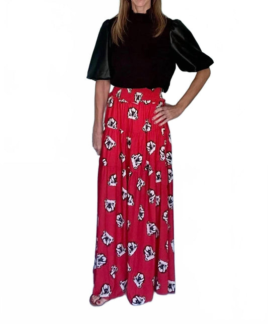 Between The Hedges Maxi Skirt In Red