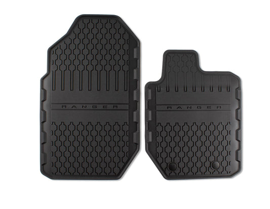 RANGER TKE FRONT & REAR RUBBER FLOOR MAT KIT ALL-WEATHER CONTOURED BLACK WITH MODEL LOGO 2011-2023 1809304