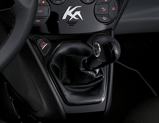 KA GEAR LEVER KNOB PIANO BLACK WITH BLACK LEATHER INSERT