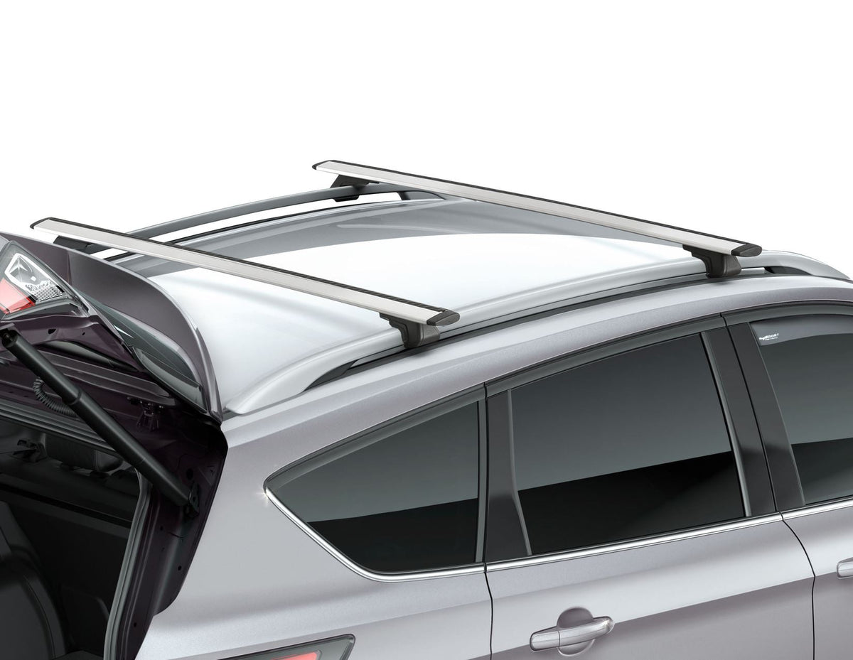 KUGA ROOF CROSS BARS ALUMINIUM LOCKABLE FOR OPEN RAILS SILVER FINISH 2012-2020 1802375