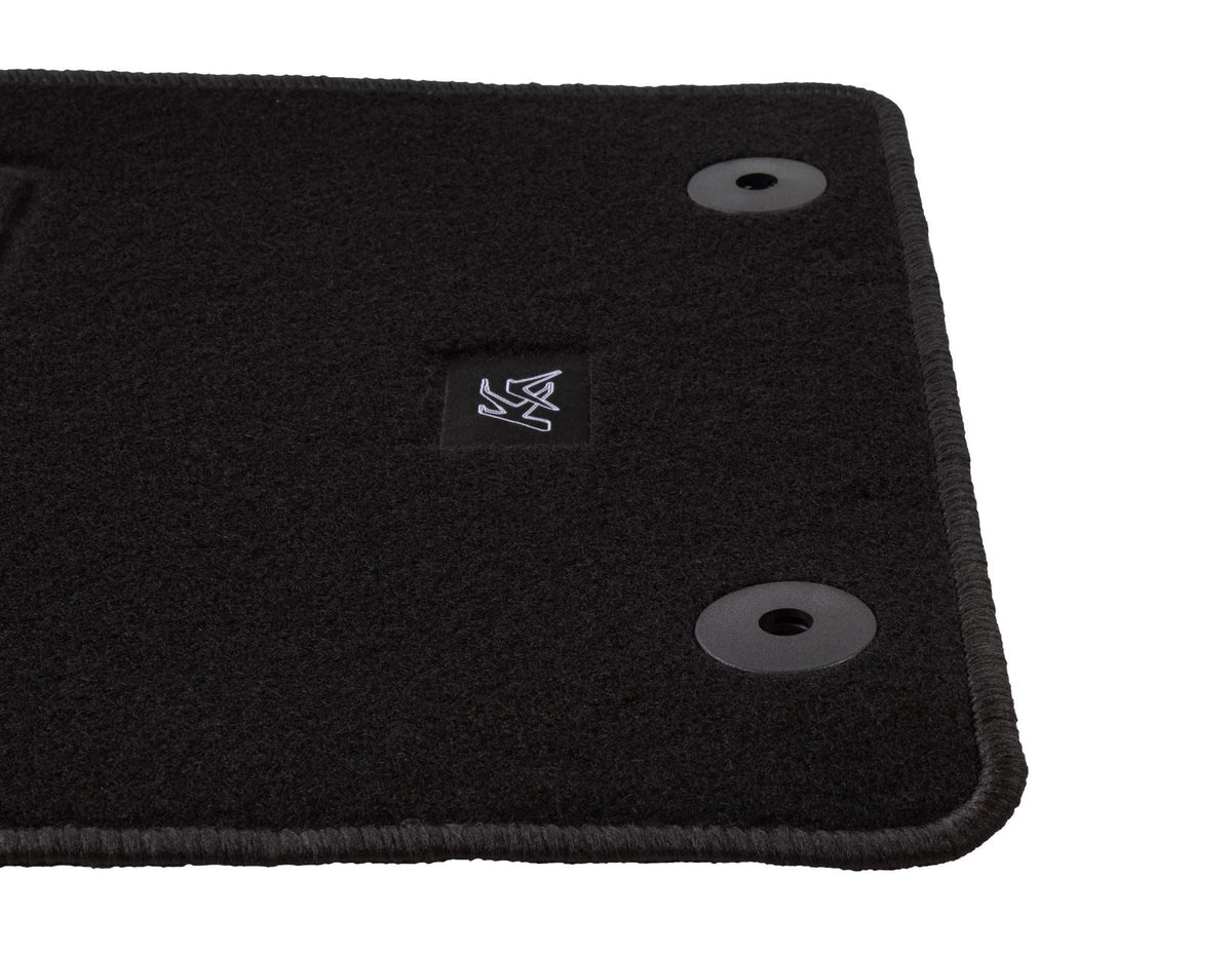 KA FRONT & REAR CARPET FLOOR MAT KIT CONTOURED SET BLACK WITH MODEL LOGO 2012-2016