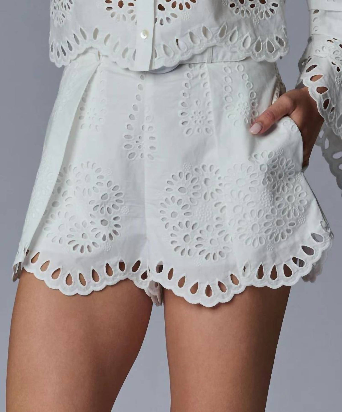 Lexi High Rise Short In Eyelet White