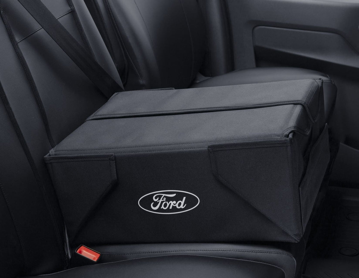 FABRIC TRANSPORT ORGANISER BOX FOLDABLE BLACK WITH WHITE FORD OVAL ON BOTH SIDES