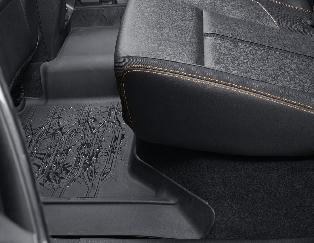 RANGER DOUBLE CAB RUBBER FLOOR MATS 
TRAY STYLE DESIGN, FRONT AND REAR, BLACK , 2012 ONWARD