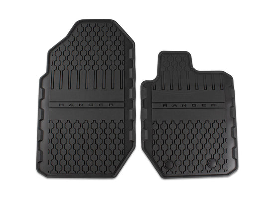 RANGER FRONT RUBBER FLOOR MATS ALL WEATHER BLACK WITH MODEL LOGO 2012-2022 1809464