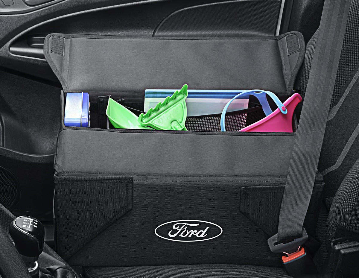FABRIC TRANSPORT ORGANISER BOX FOLDABLE BLACK WITH WHITE FORD OVAL ON BOTH SIDES