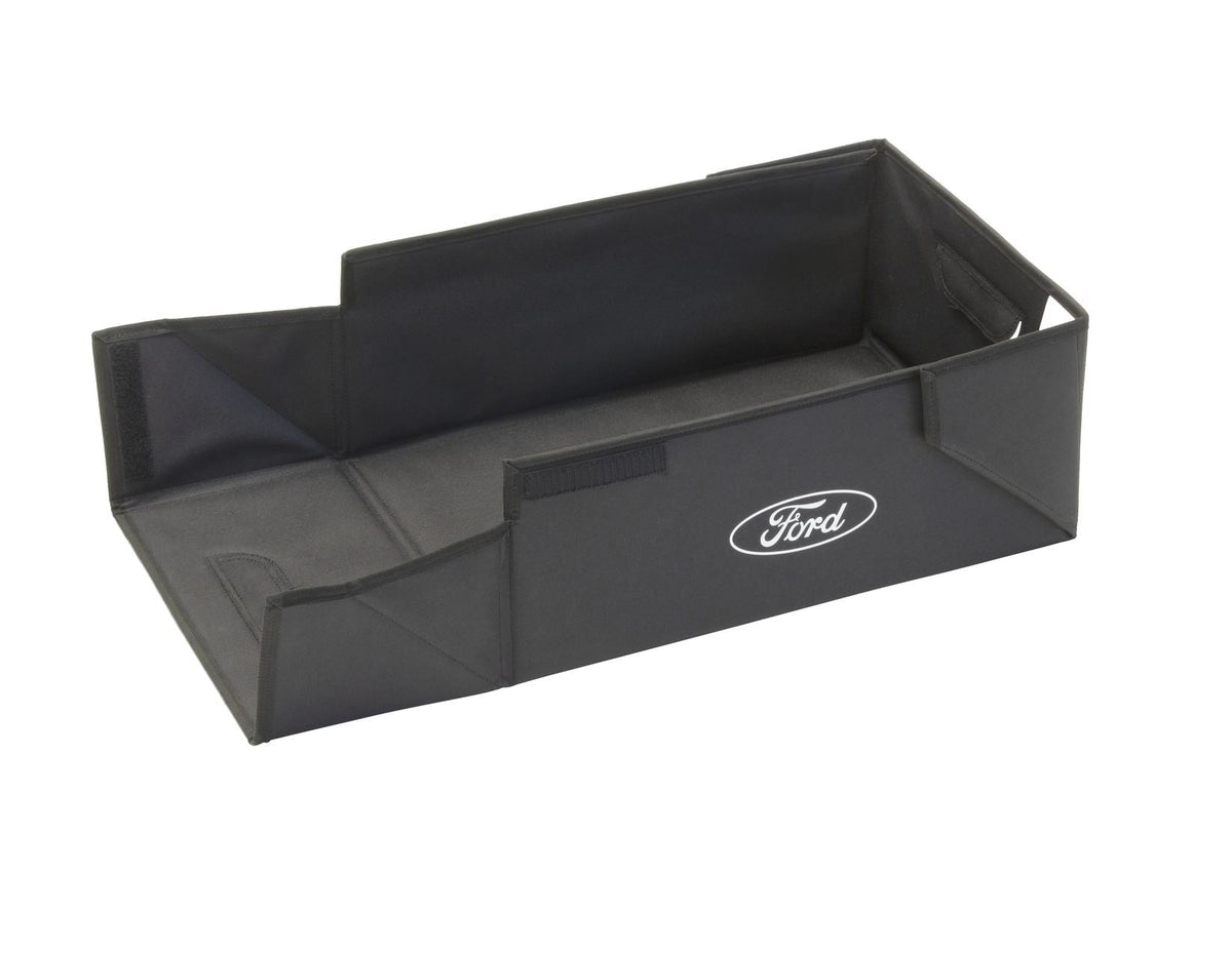 FABRIC TRANSPORT ORGANISER BOX FOLDABLE OPEN TOP BLACK WITH WHITE FORD OVAL ON BOTH SIDES