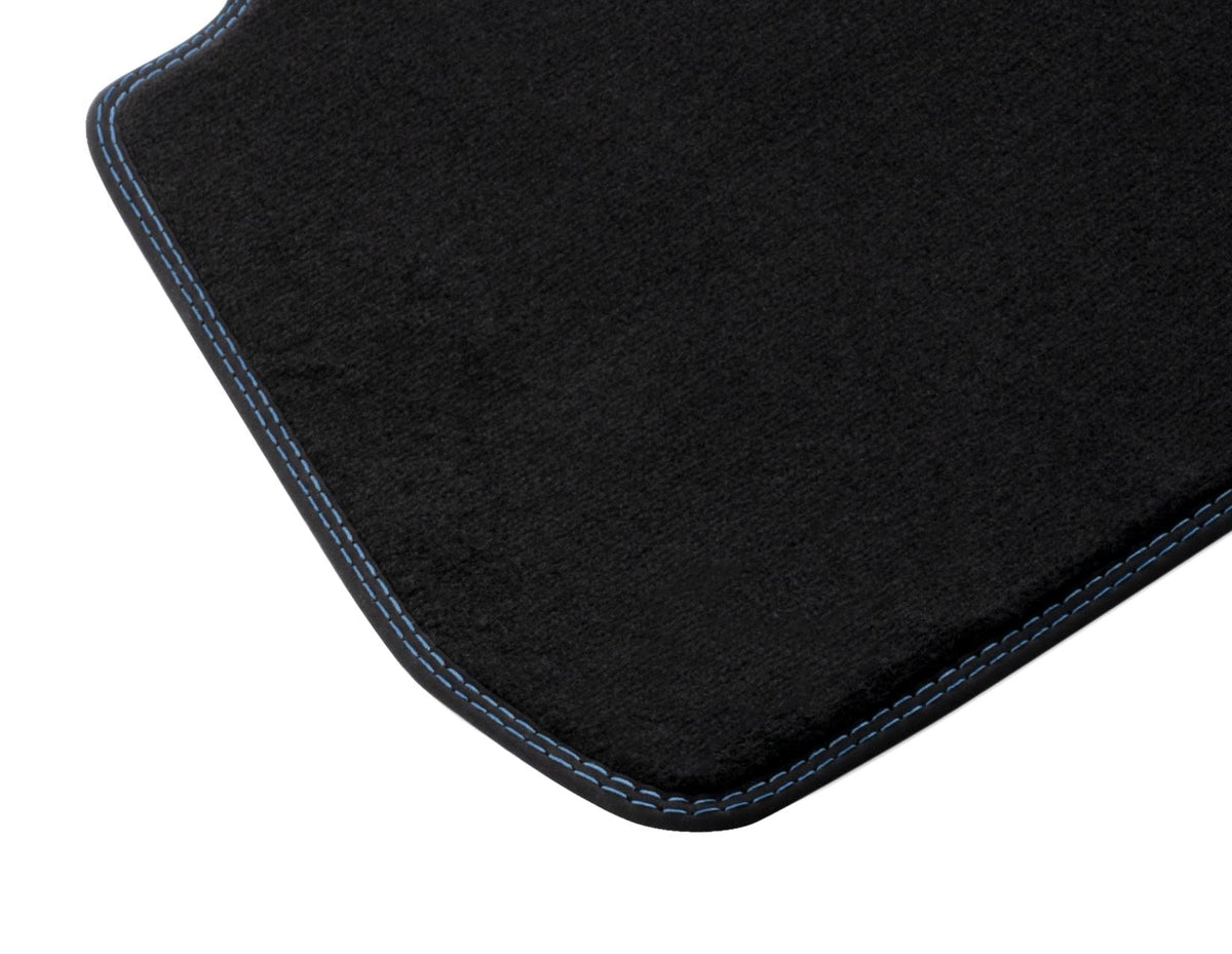 TRANSIT TOURNEO COURIER FRONT CARPET FLOOR MATS CONTOURED BLACK WITH BLUE STITCHING 2023-ONWARDS