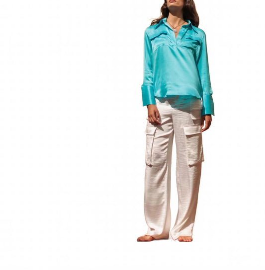 Wide Leg Cargo Pants In White