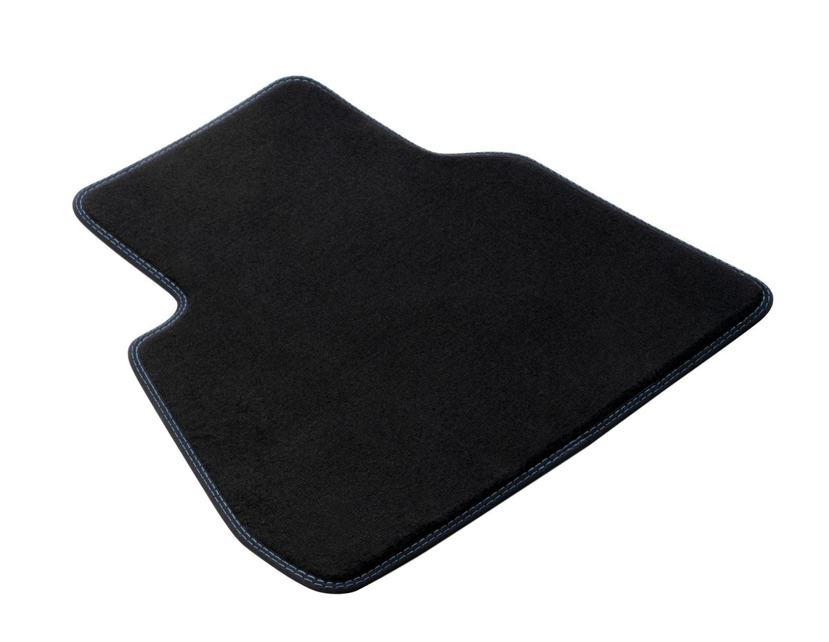 TRANSIT TOURNEO COURIER FRONT CARPET FLOOR MATS CONTOURED BLACK WITH BLUE STITCHING 2023-ONWARDS