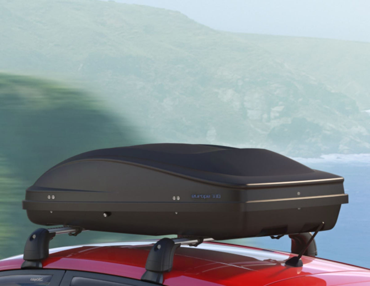 G3* ELEGANCE EUROPE 330L ROOF BOX LOCKABLE DUAL OPENING EMBOSSED MATT BLACK