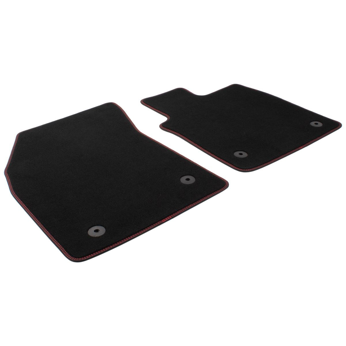 FOCUS FRONT VELOUR CARPET FLOOR MAT CONTOURED BLACK WITH RED STITCHING MANUAL TRANSMISSION 2018-2025