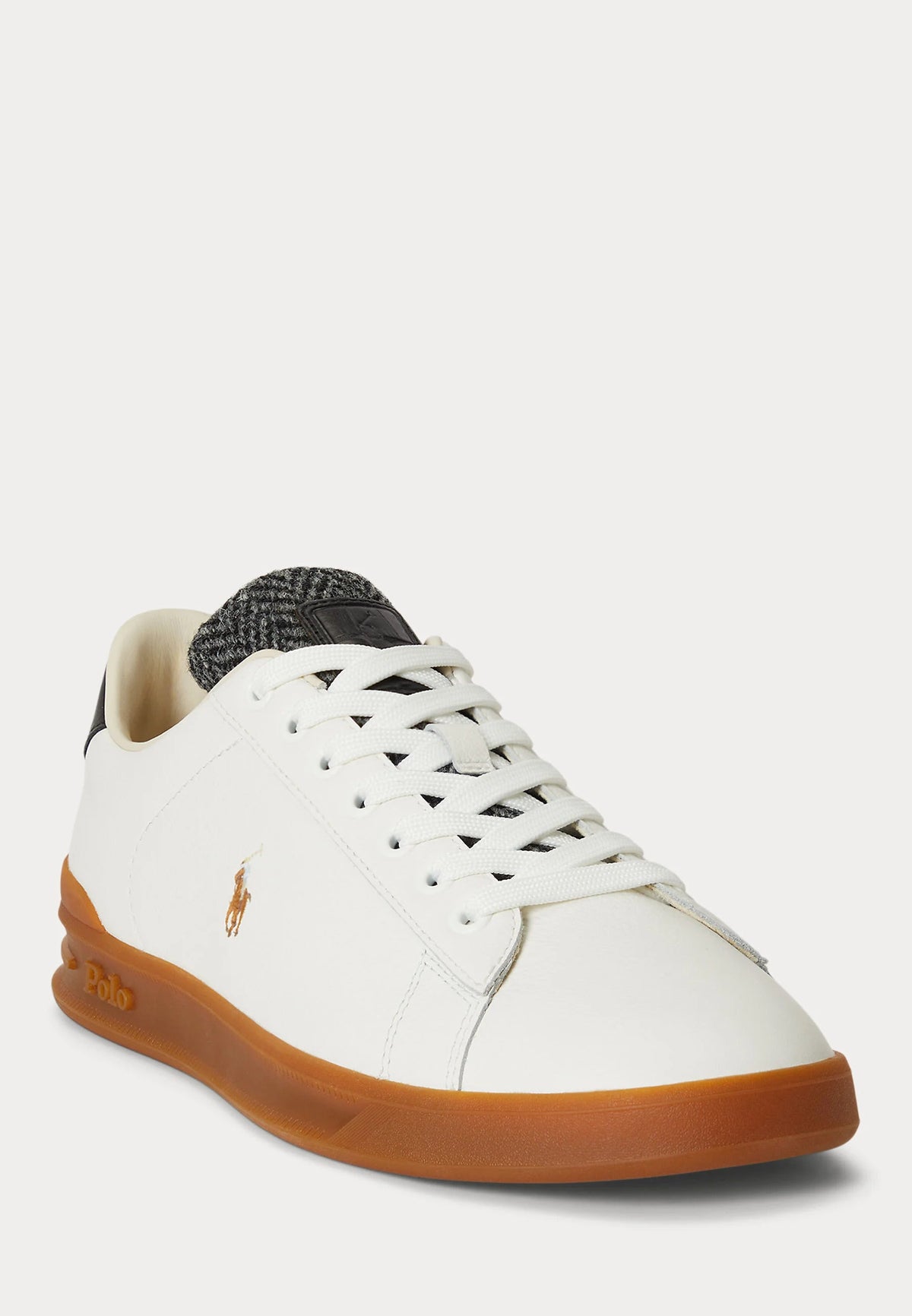 White Leather Brown Sole Low-Top Sneakers