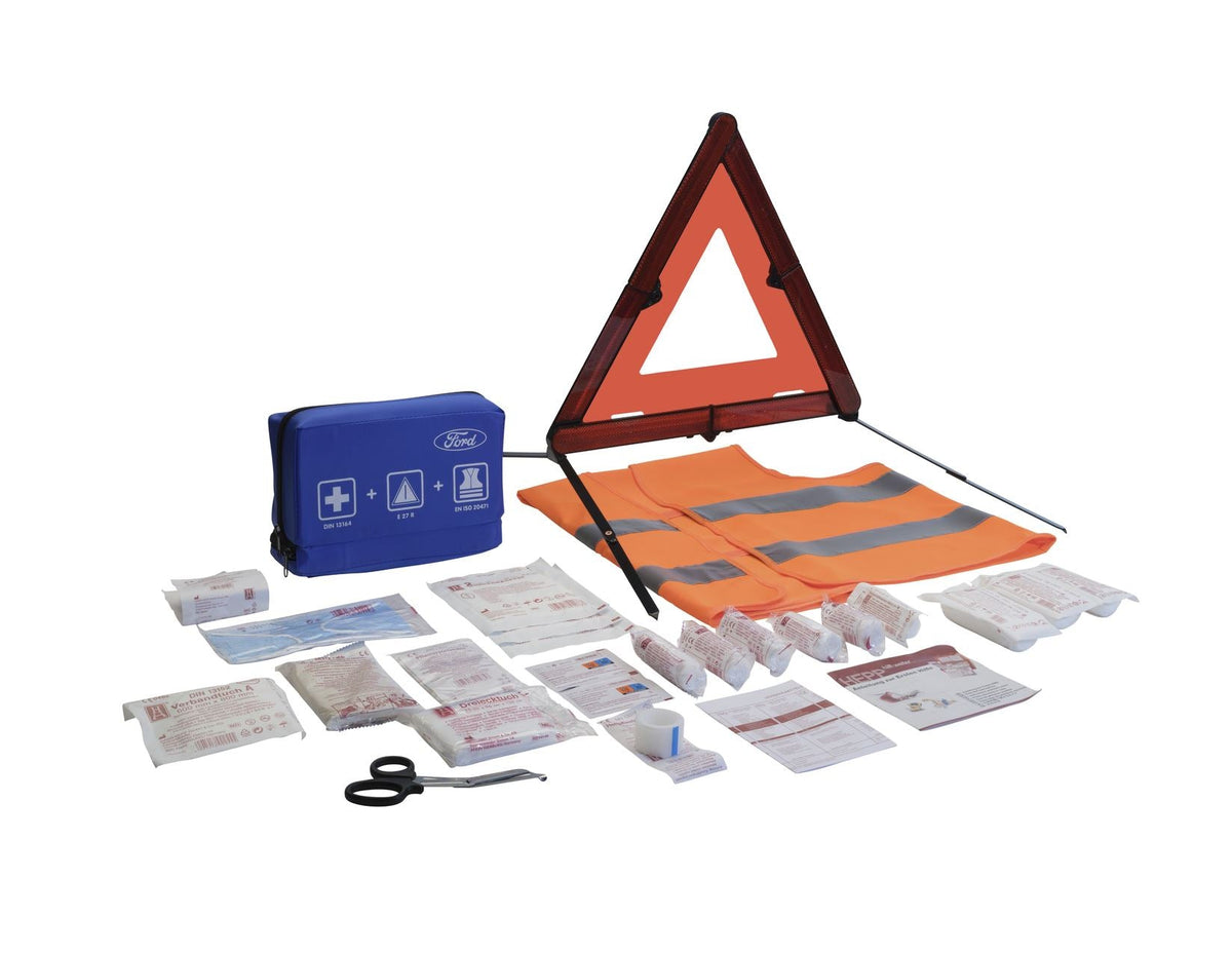 PREMIUM FIRST AID KIT WITH WARNING TRIANGLE AND WARNING VEST