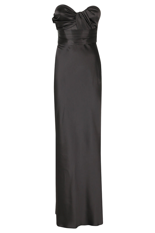 Black Corset Polyester Maxi Dress