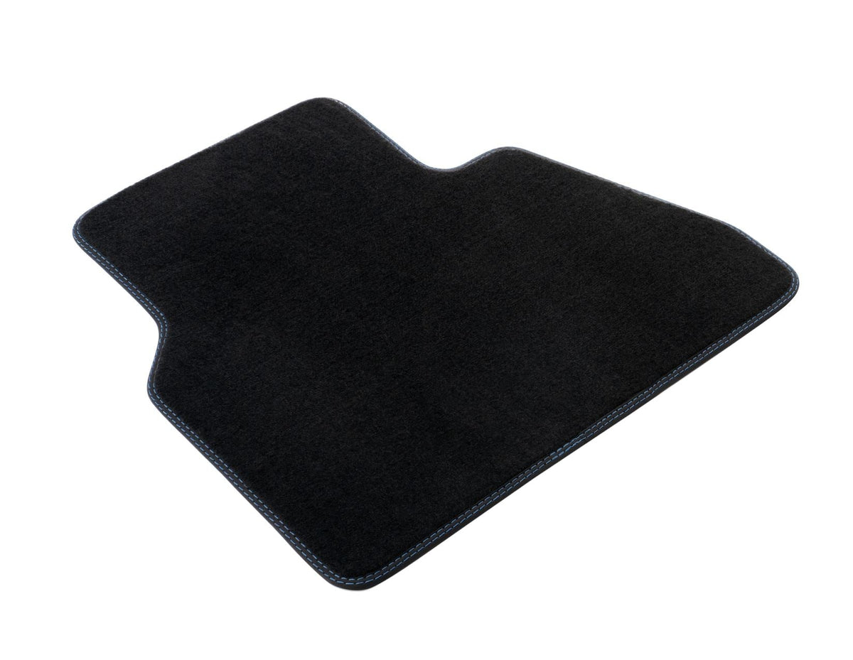 TRANSIT TOURNEO COURIER FRONT CARPET FLOOR MATS CONTOURED BLACK WITH BLUE STITCHING 2023-ONWARDS