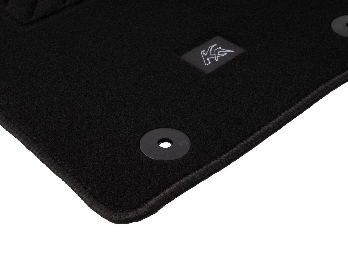 KA FRONT & REAR CARPET FLOOR MAT KIT CONTOURED SET BLACK WITH MODEL LOGO 2012-2016