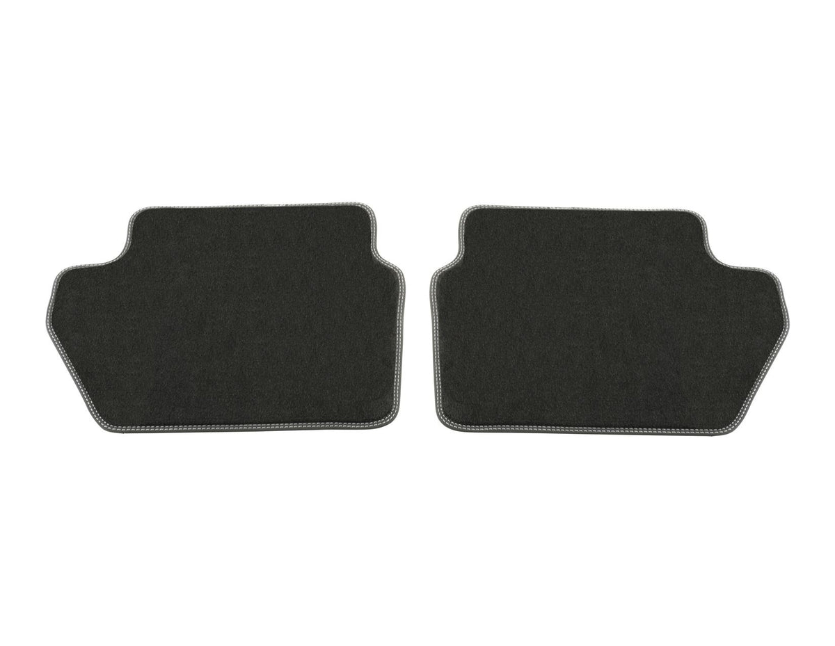 ECOSPORT REAR VELOUR CARPET FLOOR MATS CONTOURED BLACK WITH METAL GREY DOUBLE STITCHING 2017-2023